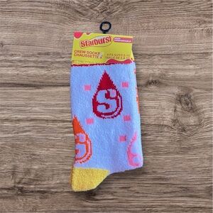 NEW Starburst Cozy Comfortable White Crew Socks Shoe Sizes 5-10 Fluffy Novelty